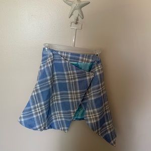 UNIF blue plaid button skirt